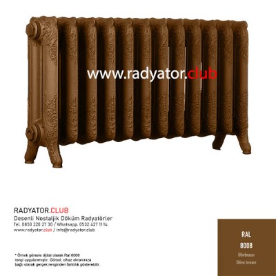 Decora 500-180 Ayaklı Desenli Döküm Radyatör, Ral 8008 |  1 Kolon Decora 500-180 Ayaklı Desenli Döküm Radyatör, Ral 8008 |  1 Kolon