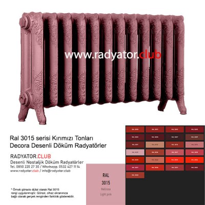 Decora 500-180 Ayaklı Desenli Döküm Radyatör, Ral 3015 |  3 Kolon Decora 500-180 Ayaklı Desenli Döküm Radyatör, Ral 3015 |  3 Kolon