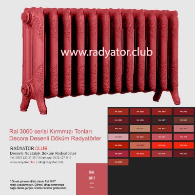 Decora 500-180 Ayaklı Desenli Döküm Radyatör, Ral 3017 |  3 Kolon Decora 500-180 Ayaklı Desenli Döküm Radyatör, Ral 3017 |  3 Kolon