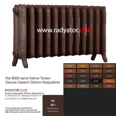 Decora 350-180 Ayaklı Desenli Döküm Radyatör, Ral 8017 |  6 Kolon
