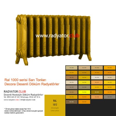 Decora 350-180 Ayaklı Desenli Döküm Radyatör, Ral 1012 |  1 Kolon Decora 350-180 Ayaklı Desenli Döküm Radyatör, Ral 1012 |  1 Kolon
