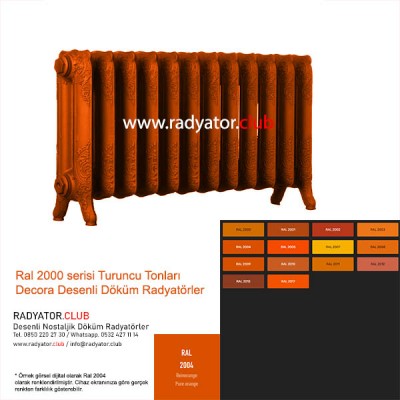 Decora 350-180 Ayaklı Desenli Döküm Radyatör, Ral 2004 |  3 Kolon Decora 350-180 Ayaklı Desenli Döküm Radyatör, Ral 2004 |  3 Kolon