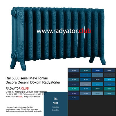 Decora 600-180 Ayaklı Desenli Döküm Radyatör, Ral 5001 |  2 Kolon