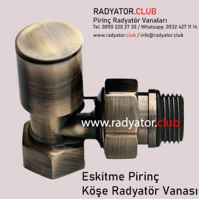 Eskitme Pirinç Dekoratif Pirinç Köşe Radyatör Vanası Eskitme Pirinç Dekoratif Pirinç Köşe Radyatör Vanası