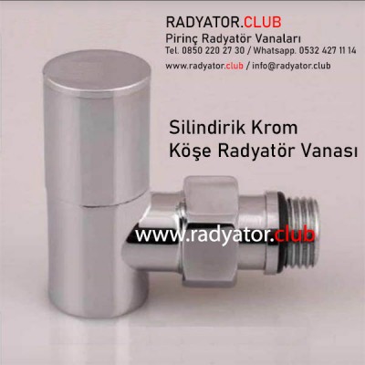 Silindirik Dekoratif Pirinç Köşe Radyatör Vanası Krom Kaplama Silindirik Dekoratif Pirinç Köşe Radyatör Vanası Krom Kaplama