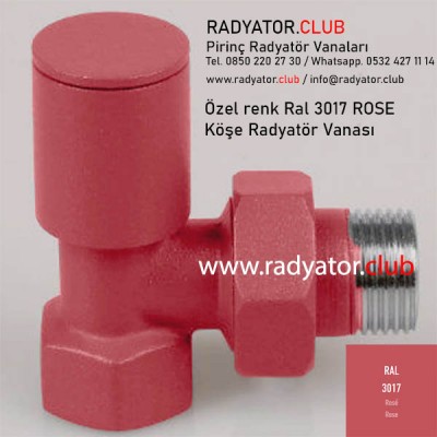 Ral 3017 Rose Dekoratif Köşe Radyatör Vanası Ral 3017 Rose Dekoratif Köşe Radyatör Vanası