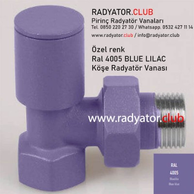 Ral 4005 Blue Lila Dekoratif Köşe Radyatör Vanası Ral 4005 Blue Lila Dekoratif Köşe Radyatör Vanası
