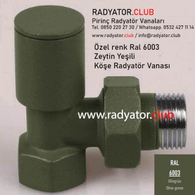 Ral 6003 Zeytin Yeşili Dekoratif Köşe Radyatör Vanası Ral 6003 Zeytin Yeşili Dekoratif Köşe Radyatör Vanası