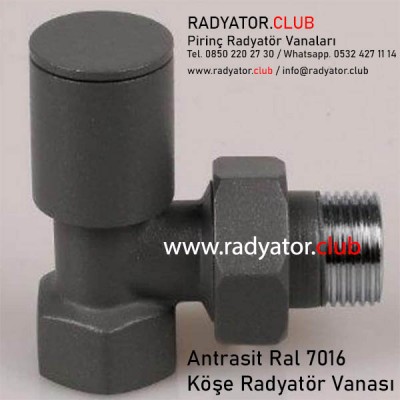 Ral 7016 Antrasit Dekoratif Köşe Radyatör Vanası Ral 7016 Antrasit Dekoratif Köşe Radyatör Vanası