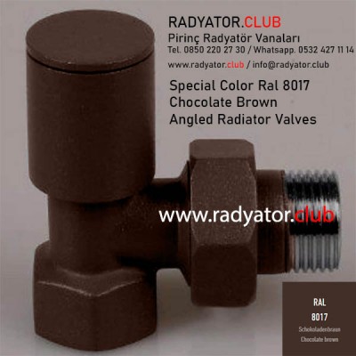 Ral 8017 Chocolate Brown Decorative Angled Radiator Valves Ral 8017 Chocolate Brown Decorative Angled Radiator Valves