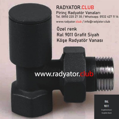 Ral 9011 Graphite Siyah Dekoratif Köşe Radyatör Vanası Ral 9011 Graphite Siyah Dekoratif Köşe Radyatör Vanası