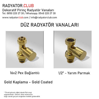 1/2 Parmak Gold Kaplama Duz Radyator Vanasi 1/2 Parmak Gold Kaplama Duz Radyator Vanasi