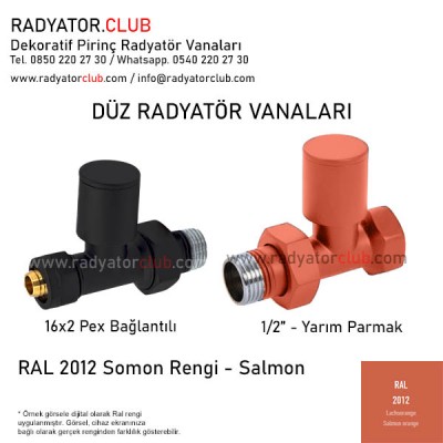 1/2 Parmak Ral 2012 Salmon Orange Straight Radiator Valves 1/2 Parmak Ral 2012 Salmon Orange Straight Radiator Valves