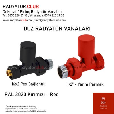 1/2 Parmak Ral 3020 Traffic Red Duz Radyator Vanasi 1/2 Parmak Ral 3020 Traffic Red Duz Radyator Vanasi