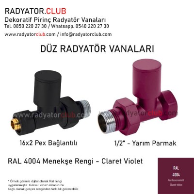 1/2 Parmak Ral 4004 Duz Radyator Vanasi 1/2 Parmak Ral 4004 Duz Radyator Vanasi