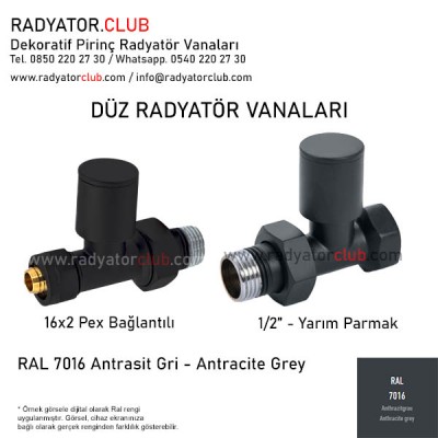 1/2 Parmak Ral 7016 Antrasit Duz Radyator Vanasi 1/2 Parmak Ral 7016 Antrasit Duz Radyator Vanasi
