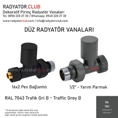 1/2 Parmak Ral 7043 Antrasit Duz Radyator Vanasi 1/2 Parmak Ral 7043 Antrasit Duz Radyator Vanasi