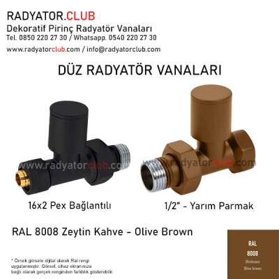1/2 Parmak Ral 8008 Olive Brown Round Straight Radiator Valves 1/2 Parmak Ral 8008 Olive Brown Round Straight Radiator Valves