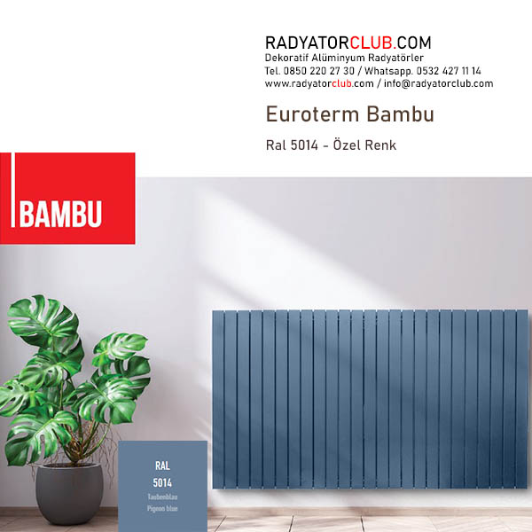 Euroterm Bambu duz Aluminyum Radyator Yukseklik 84 cm.  Renk: Ral 7016, Dilim 8
