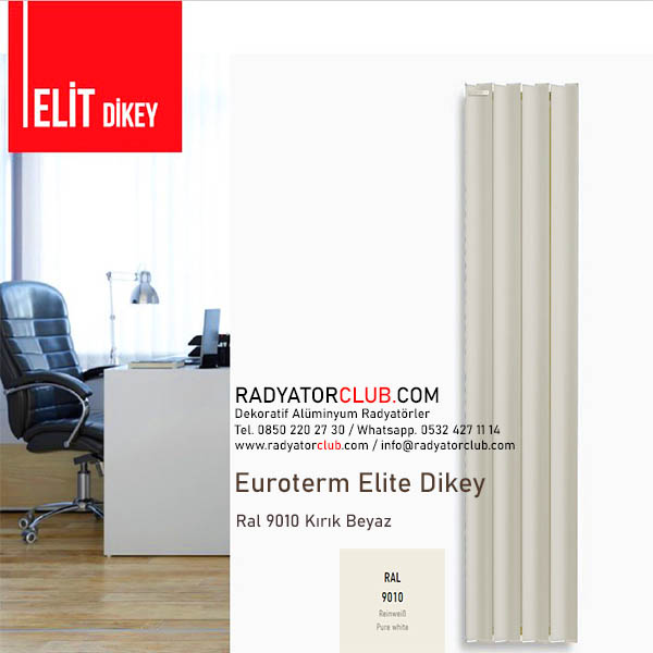 Euroterm Elite dikey Dekoratif Aluminyum Radyator Yukseklik 52,5 cm.  Renk: Ral 9010, Dilim 4