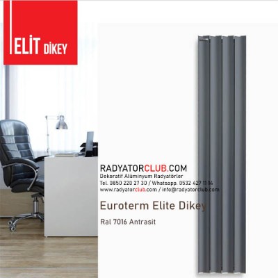 euroterm elite dikey dekoratif aluminyum radyator h 52,5 cm ral 7016 dilim 4