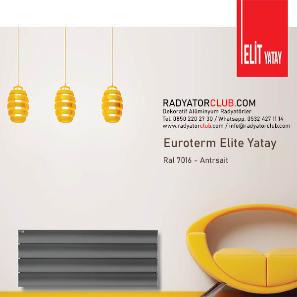 euroterm elite yatay alcak aluminyum radyator h 100 cm ral 7016 dilim 300