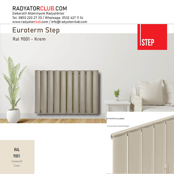 Euroterm Step ince Aluminyum Radyator Yukseklik 100 cm.  Renk: Ral 9001, Dilim 4