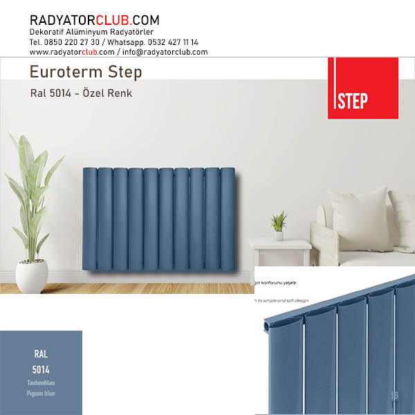 Euroterm Step Dekoratif Aluminyum Radyator Yukseklik 52,5 cm.  Renk: Ral 9010, Dilim 7