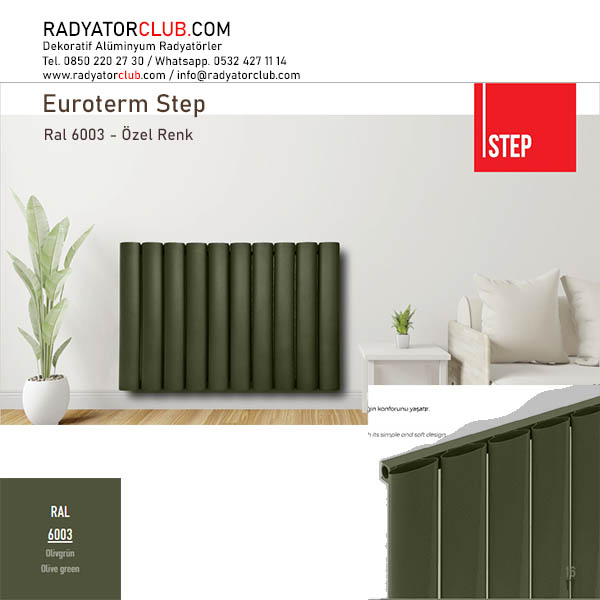 Euroterm Step Dekoratif Aluminyum Radyator Yukseklik 52,5 cm.  Renk: Ral 7016, Dilim 7