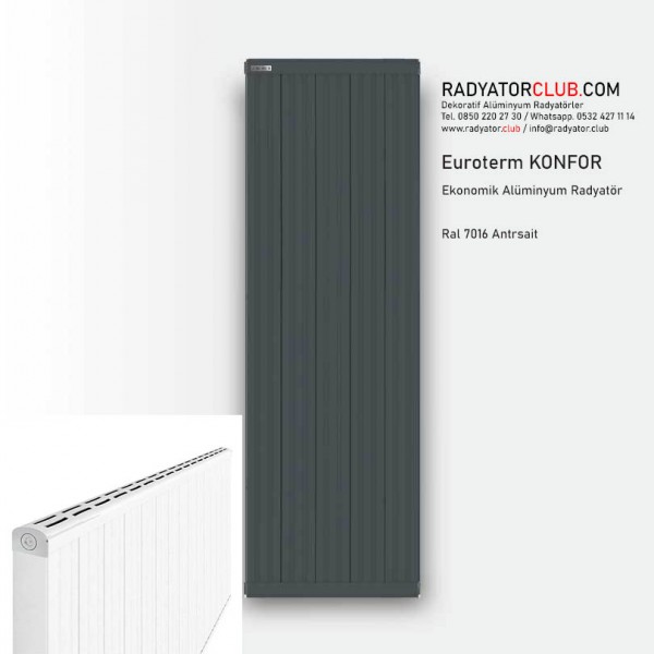 Euroterm konfor Kalın Aluminyum Radyator Yukseklik 90 cm.  Ral 7016, Dilim 3