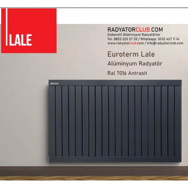 Euroterm Lale yatay aluminyum radyator yukseklik 45 cm.  Ral 7016, dilim 8