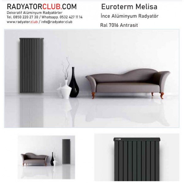 Euroterm Melisa Dekoratif aluminyum radyator yukseklik 45 cm.  Ral 7016, dilim 10