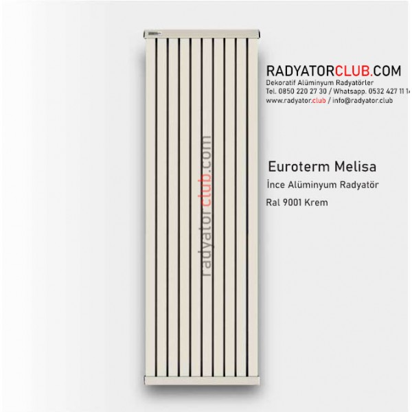 Euroterm Melisa alcak aluminyum radyator yukseklik 37,5 cm.  Ral 9010, dilim 11