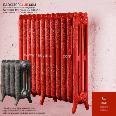 floreal-750-225 Desenli Döküm Radyatör, Ral 3020 |  30 Kolon floreal-750-225 Desenli Döküm Radyatör, Ral 3020 |  30 Kolon