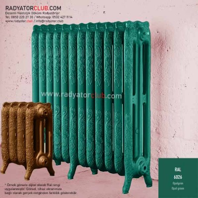 floreal-750-225 Desenli Döküm Radyatör, ral 6026 |  6 Kolon floreal-750-225 Desenli Döküm Radyatör, ral 6026 |  6 Kolon