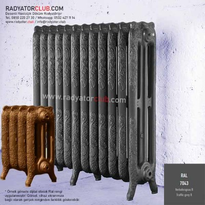 floreal-750-225 Desenli Döküm Radyatör, ral 7043 |  6 Kolon floreal-750-225 Desenli Döküm Radyatör, ral 7043 |  6 Kolon