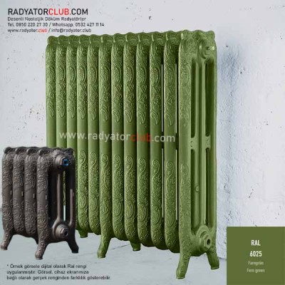 Boyalı Döküm Radyatör Retro 800-220 Ral 6025, 4 Dilim Boyalı Döküm Radyatör Retro 800-220 Ral 6025, 4 Dilim