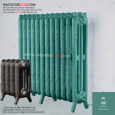 Boyalı Döküm Radyatör Retro 800-220 Ral 6033, 4 Dilim Boyalı Döküm Radyatör Retro 800-220 Ral 6033, 4 Dilim