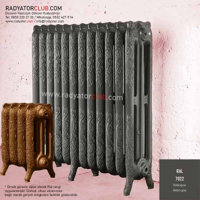 Boyalı Döküm Radyatör Retro 800-220 Ral 7022, 4 Dilim Boyalı Döküm Radyatör Retro 800-220 Ral 7022, 4 Dilim
