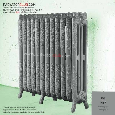 Boyalı Döküm Radyatör Retro 800-220 Ral 7042, 4 Dilim Boyalı Döküm Radyatör Retro 800-220 Ral 7042, 4 Dilim