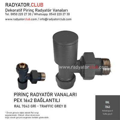 Ral 7043 Antrasit Dekoratif 16x2 Pex Köşe Radyatör Vanası Ral 7043 Antrasit Dekoratif 16x2 Pex Köşe Radyatör Vanası