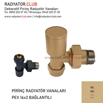Ral 1001 Bej Dekoratif 16x2 Pex Köşe Radyatör Vanası Ral 1001 Bej Dekoratif 16x2 Pex Köşe Radyatör Vanası