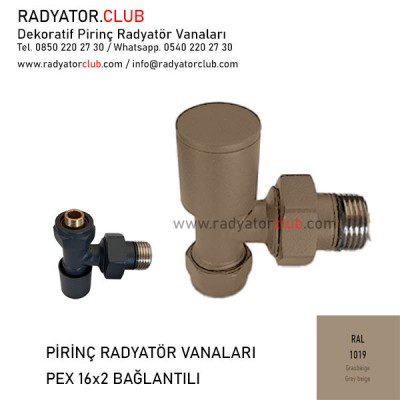 Ral 1019 Grey Beige Dekoratif 16x2 Pex Köşe Radyatör Vanası Ral 1019 Grey Beige Dekoratif 16x2 Pex Köşe Radyatör Vanası
