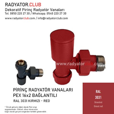 Ral 3031 Orient Red Dekoratif 16x2 Pex Köşe Radyatör Vanası Ral 3031 Orient Red Dekoratif 16x2 Pex Köşe Radyatör Vanası