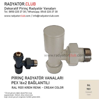 Ral 9016 Beyaz Dekoratif 16x2 Pex Köşe Radyatör Vanası