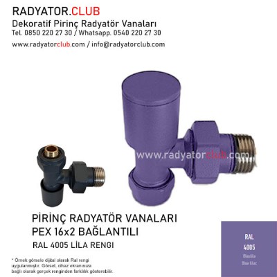 Ral 4005 Blue Lila Dekoratif 16x2 Pex Köşe Radyatör Vanası Ral 4005 Blue Lila Dekoratif 16x2 Pex Köşe Radyatör Vanası
