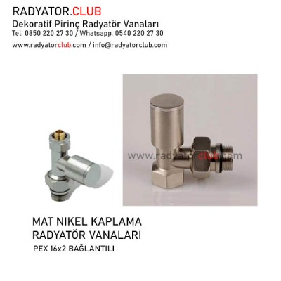 Mat Nikel Dekoratif 16x2 Pex Pirinç Köşe Radyatör Vanası Mat Nikel Dekoratif 16x2 Pex Pirinç Köşe Radyatör Vanası