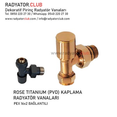 Rose titanium kaplama Dekoratif 16x2 Pex Köşe Radyatör Vanası