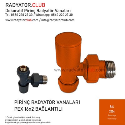 Ral 2004 Orange Dekoratif 16x2 Pex Köşe Radyatör Vanası Ral 2004 Orange Dekoratif 16x2 Pex Köşe Radyatör Vanası