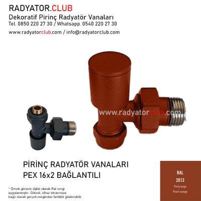 Ral 2013 Dekoratif 16x2 Pex Köşe Radyatör Vanası Ral 2013 Dekoratif 16x2 Pex Köşe Radyatör Vanası